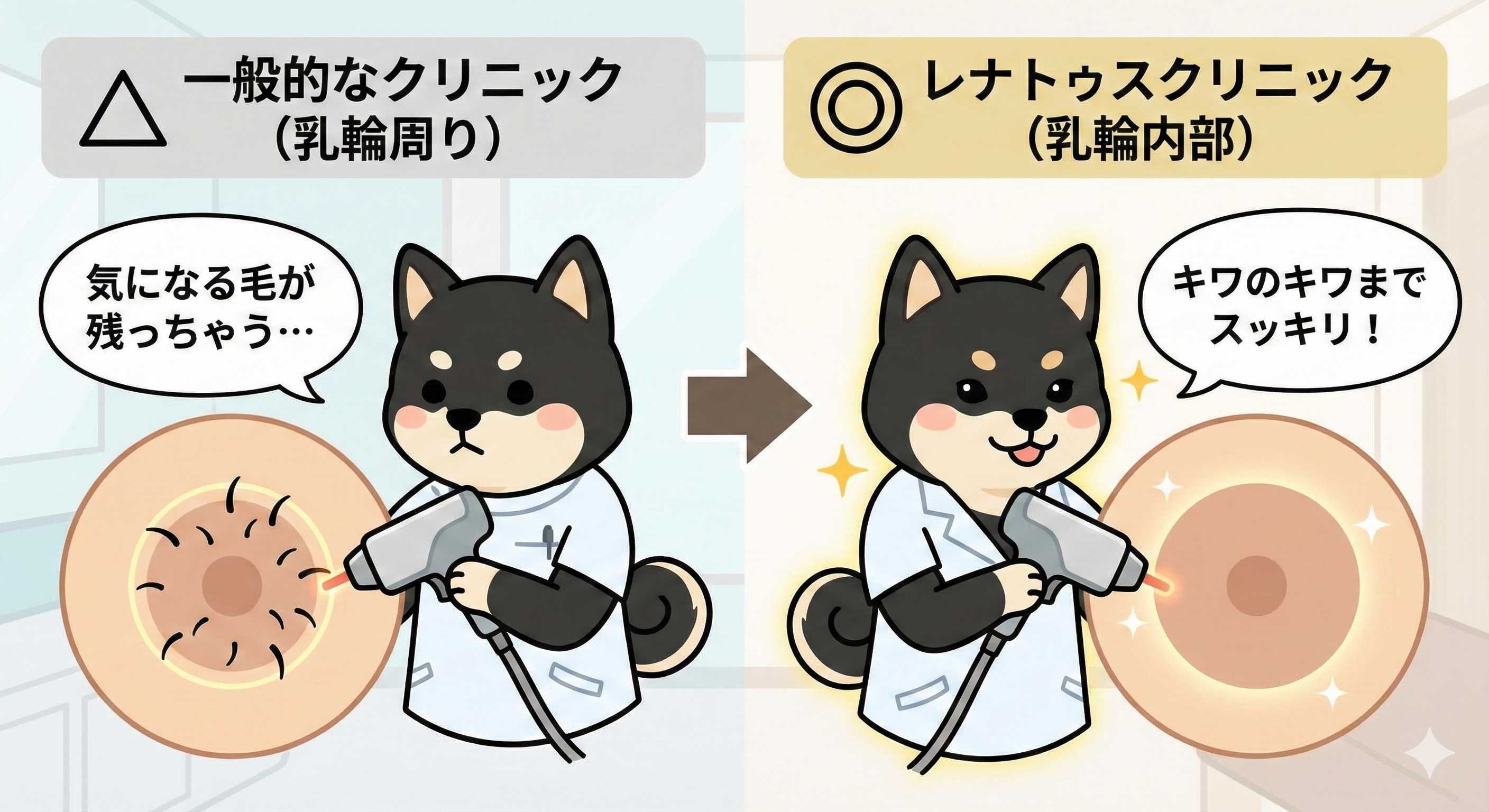 乳輪内部の医療脱毛 1 乳輪内部の医療脱毛