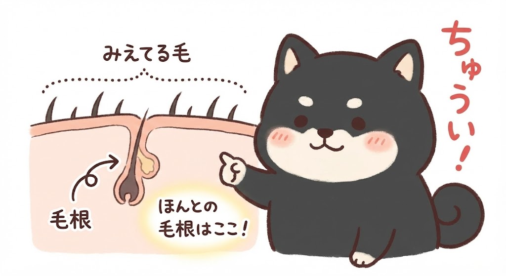 顔脱毛・医療脱毛ならレナトゥスクリニック 5 毛の見えている位置と毛根の位置は違う