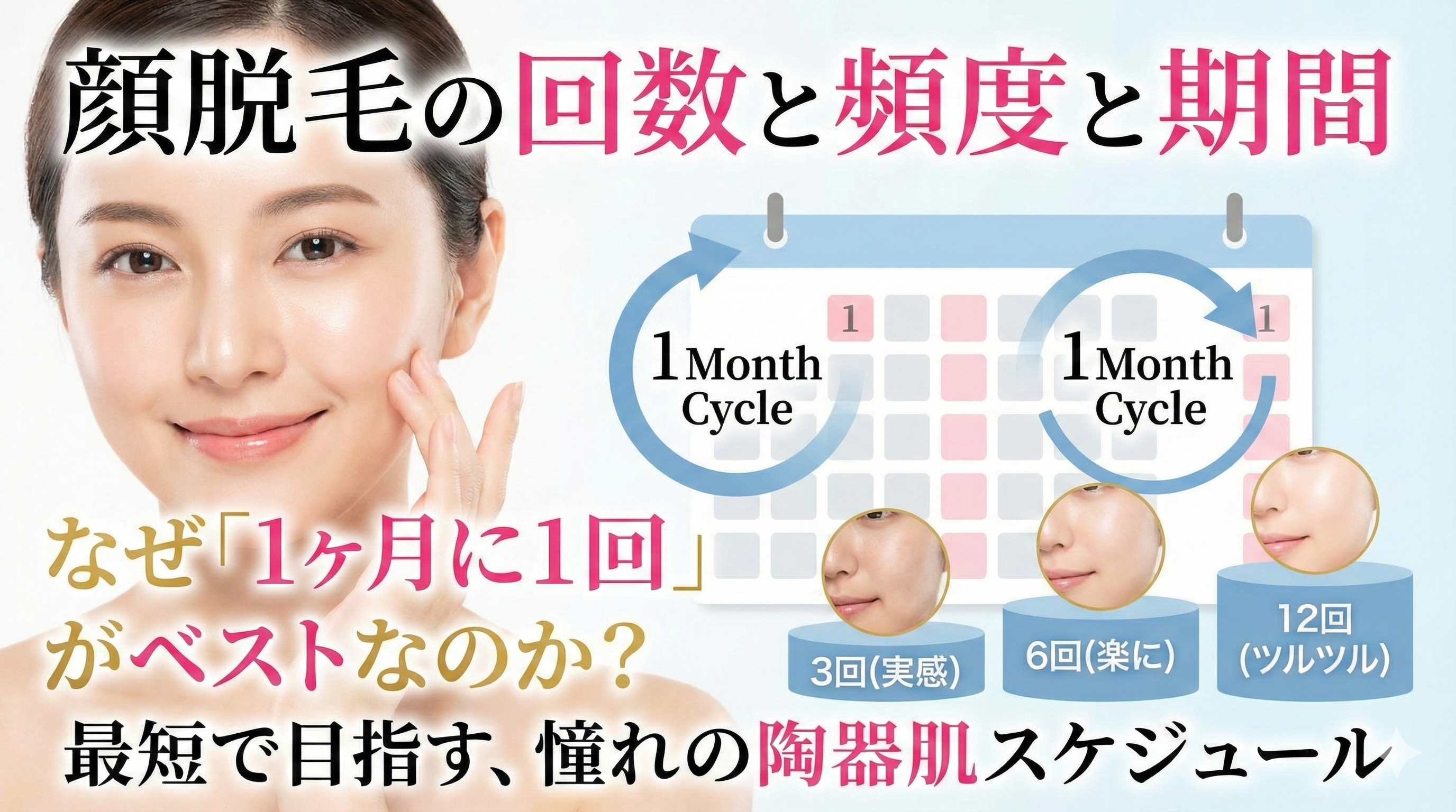 顔脱毛(医療脱毛)の回数と頻度と期間は?