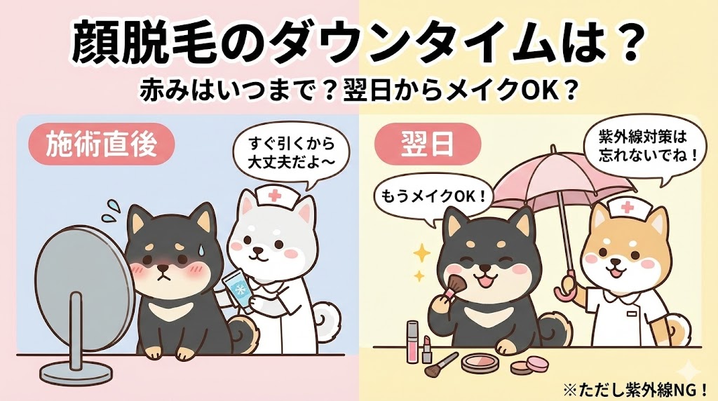 顔脱毛のダウンタイム