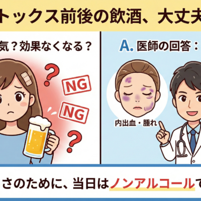 ボトックス前後飲酒しても大丈夫？どうなる？ダメな理由は？少量でも効果なくなる？何日だめ？