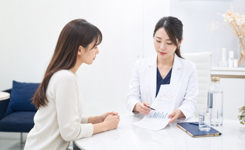 イソトレチノイン服用中にお酒は飲める?飲酒・肝機能・採血の注意 14 イソトレチノイン服用中の飲酒と血液検査を医師に相談する女性