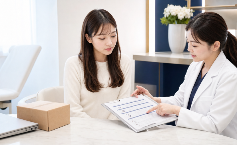 イソトレチノインは市販・通販で買える?個人輸入の危険性と正規処方 16 イソトレチノインの個人輸入リスクと医師処方を相談する女性