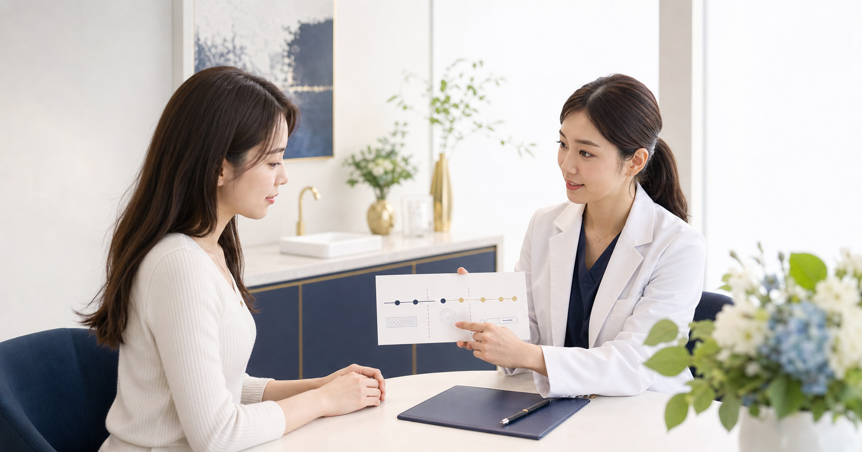 イソトレチノイン服用中の妊娠予防と避妊を医師に相談する女性