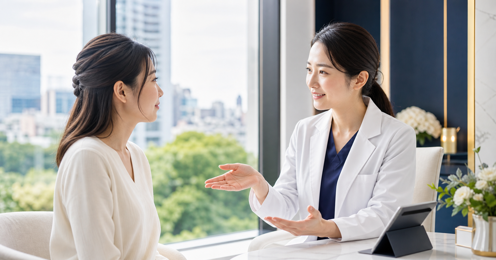 仙台でイソトレチノイン処方とニキビ・毛穴治療を医師に相談する女性