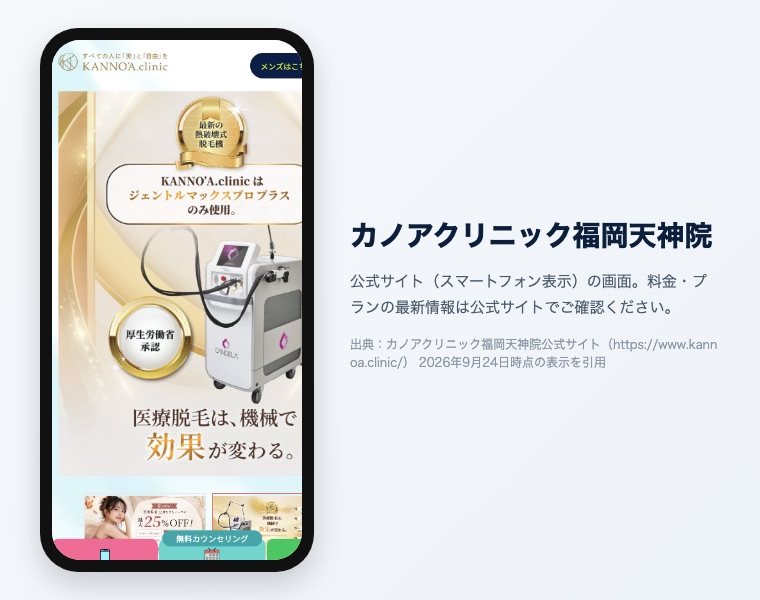 カノアクリニックの公式サイト（スマートフォン表示）の画面
