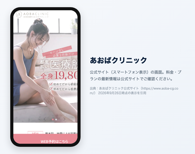 あおばクリニック 公式サイト（スマートフォン表示）の画面