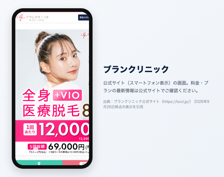 ブランクリニック 公式サイト（スマートフォン表示）の画面